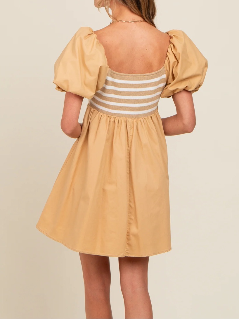 Nwts One Loved Babe Women’s Large Puff Sleeve Striped Babydoll Dress — image 3 of 8